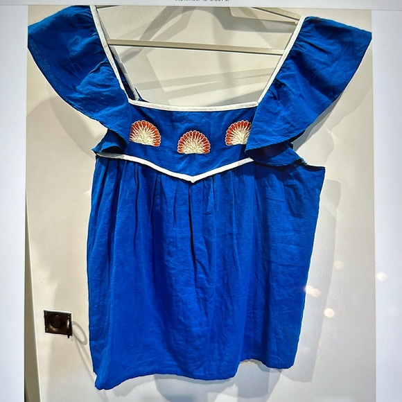 Greylin Heiko Seashell Embroidered Top - Azul Blue - Size XS - Picture 2 of 7